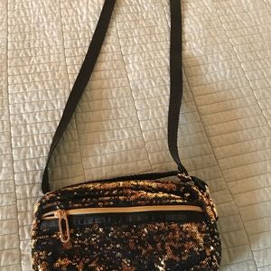 Crossbody le sport sac bag, gold sequin